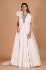 Baby Pink Crepe Gown985 video